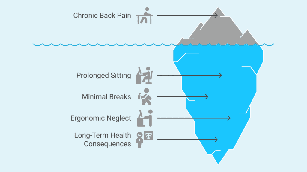 Iceberg diagram showing root causes of chronic back pain - One Body LDN Iceberg diagram showing root causes of chronic back pain