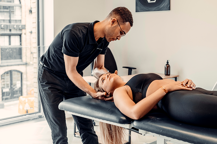 Young woman receiving rehabilitation for health benefits