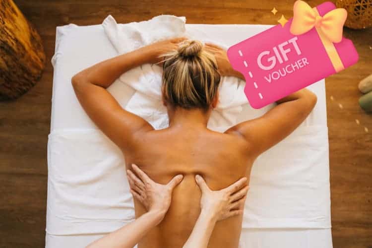 Back massage with London sports massage gift voucher overlay