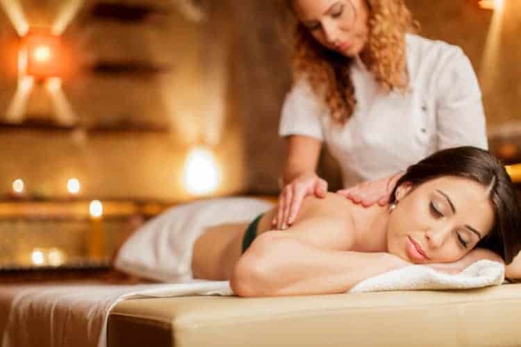 Student enjoying relaxing sports massage