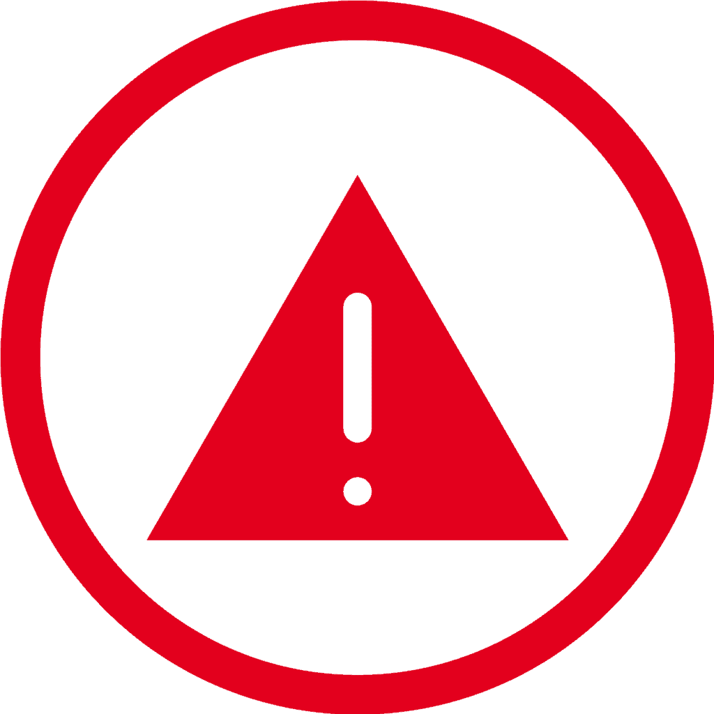 Red warning triangle with exclamation mark
