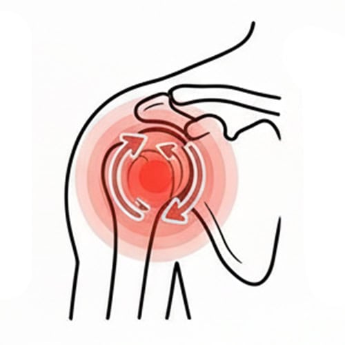 Frozen-Shoulder with red spot indicate pain