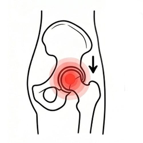 Groin-Pain-or-Hip-Joint-Arthritis with red spot indicate pain