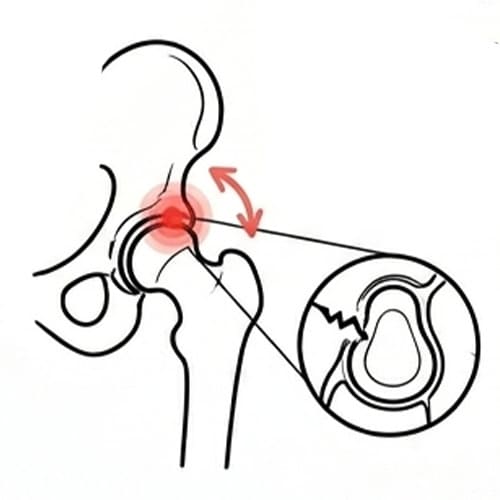 Labral-Tear-or-Hip-Impingement with red spot indicate pain