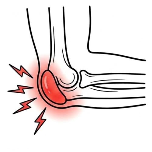 Olecranon Bursitis with red spot indicate pain