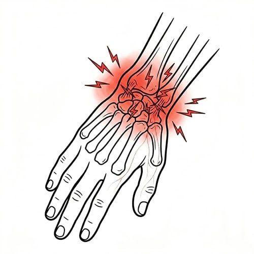 Tendonitis with red spot indicate pain