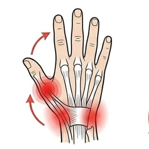 Wrist Sprain with red spot indicate pain