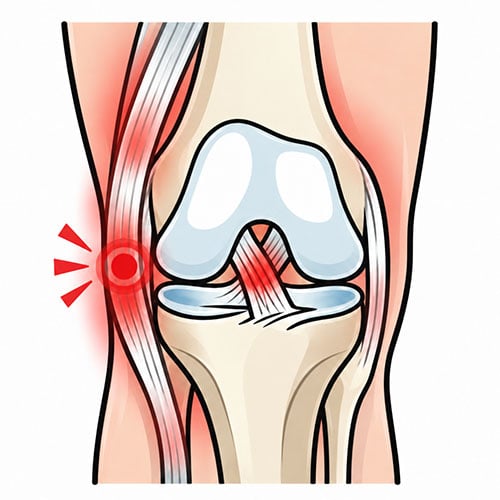Illustration showing pain on the inside of the knee